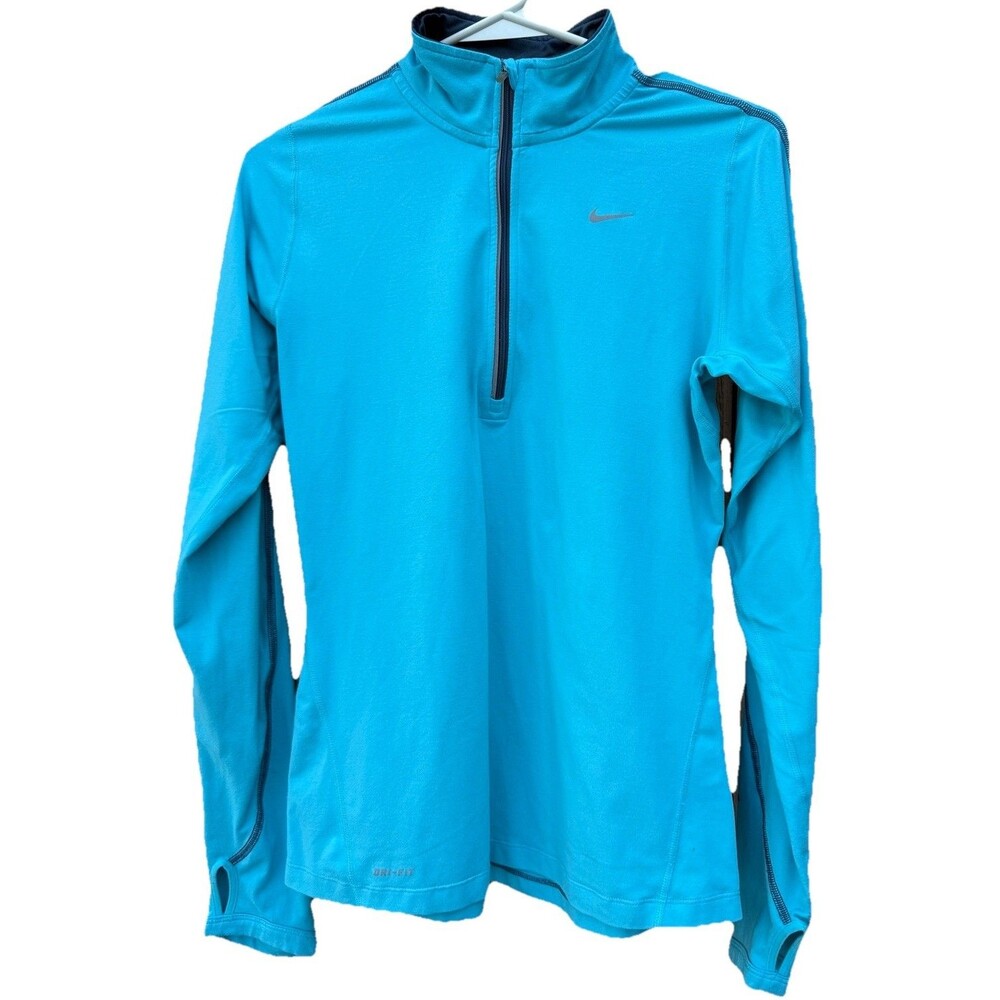 Women's Nike Running Dri-Fit Wool Ploy Blend Turquoise Half Zip Top Size S
